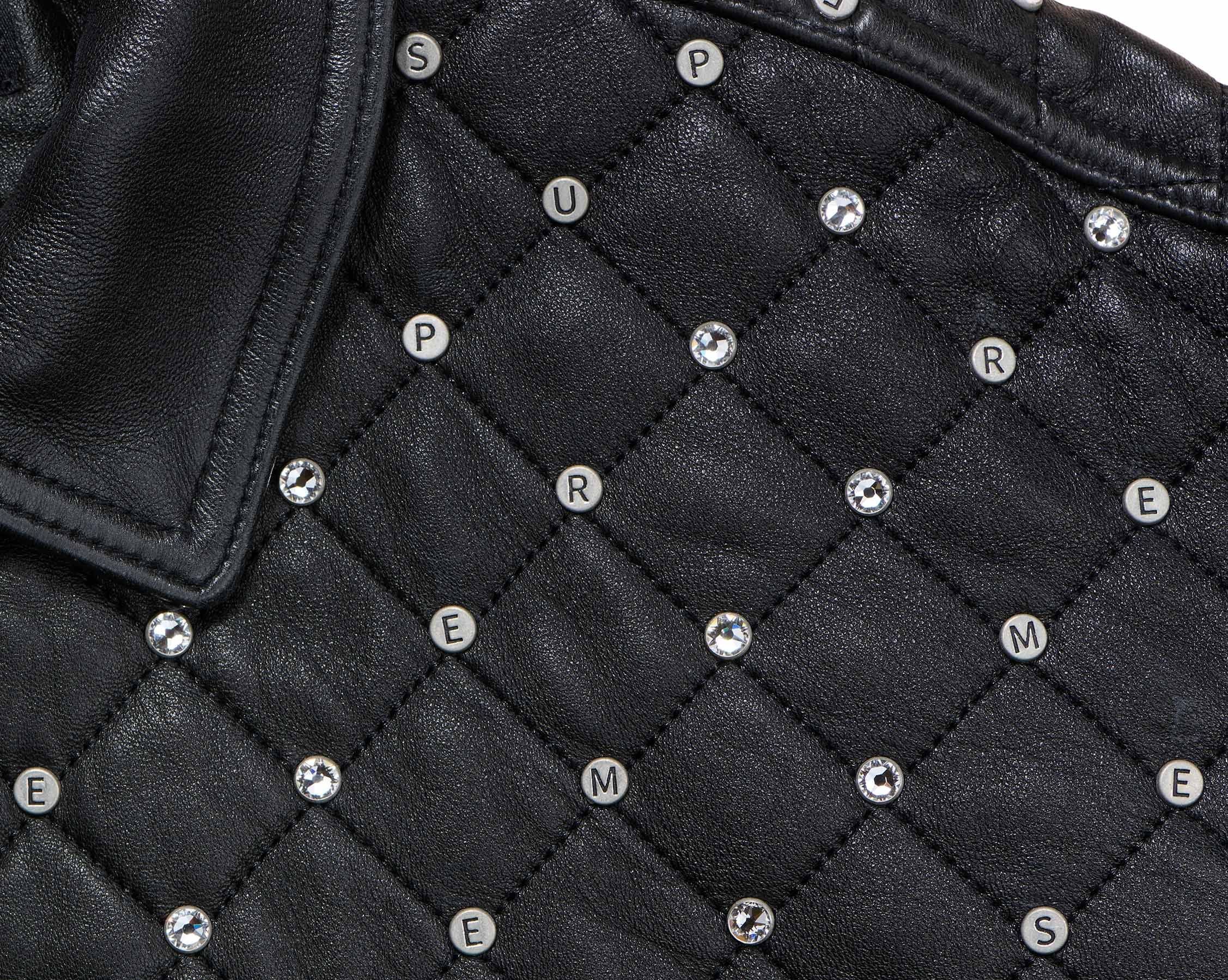 Swarovski® Studded Quilted Leather Jacket view 7